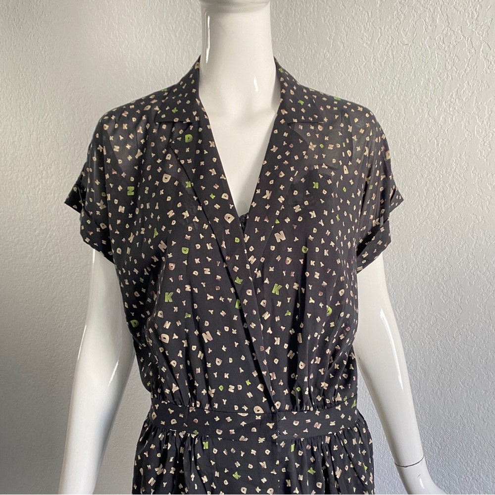 DKNY black silk shirt dress